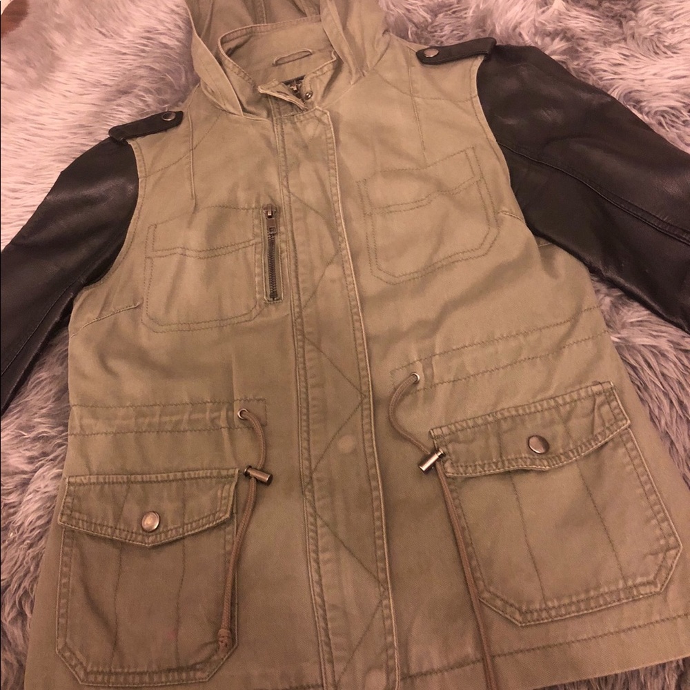 Women’s Leather Sleeved Parka